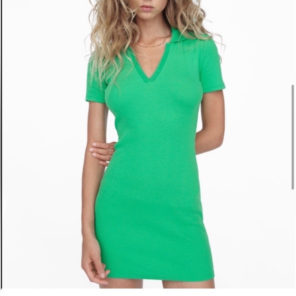 Zara green polo shirt mini dress size large